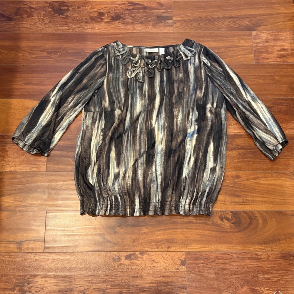 Chico's Artistic Black and Cream Striped Blouse Size 1